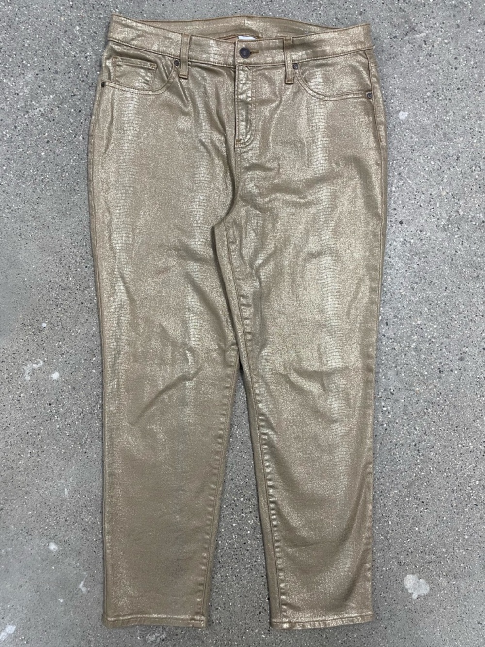 Eye Catching Chico’s Gold Snakeskin Print Pant size 12